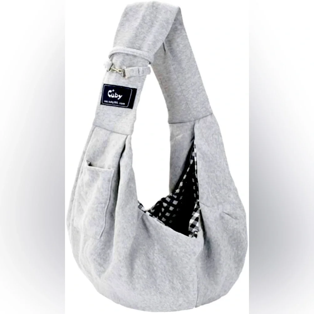 Dog or Cat Sling Carrier – Hands Free Reversible Pet Papoose Bag (Classic Grey)